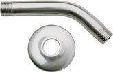 Plumb Pak PP825-10 Shower Arm with Flange, 7-3/4 in H, 3.87 in W, 1/2 in Connection, IPS, 6 in L, Brass, Chrome Plated